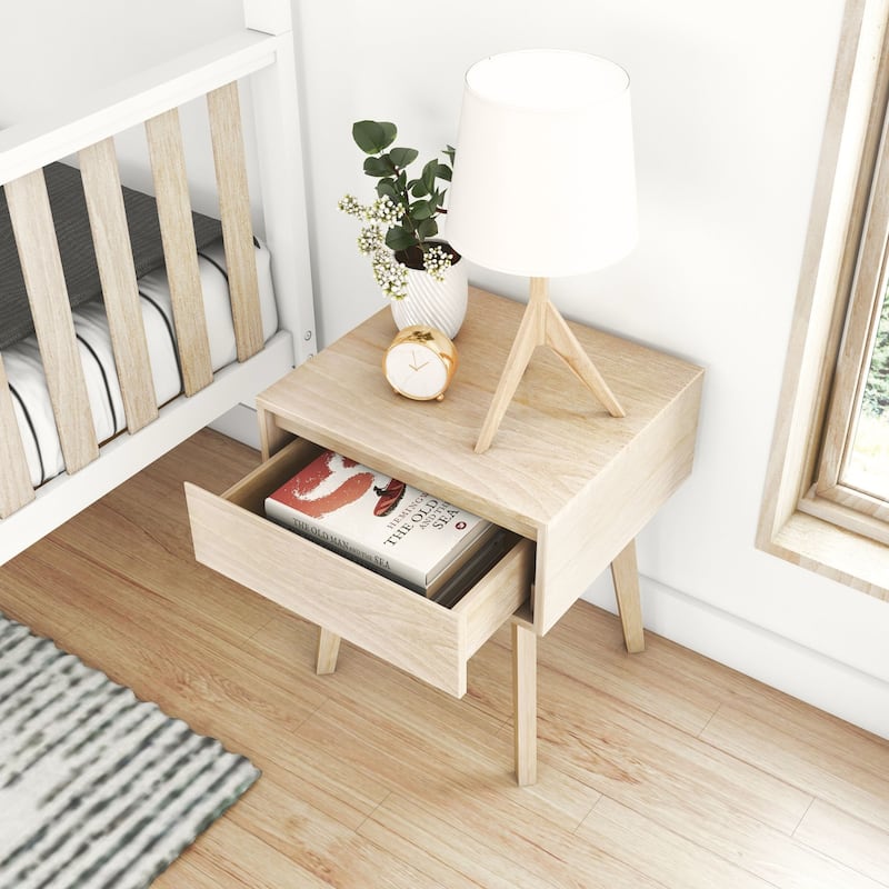 Plank and Beam Scandinavian Nightstand with 1 Drawer