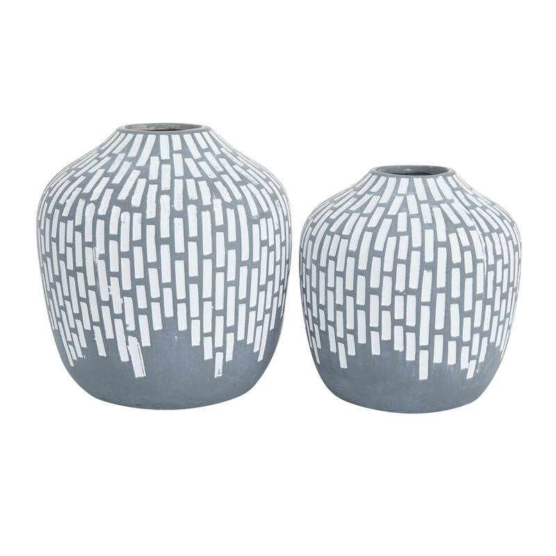 Gray Ceramic Mosaic Inspired Vase (Set of 2)
