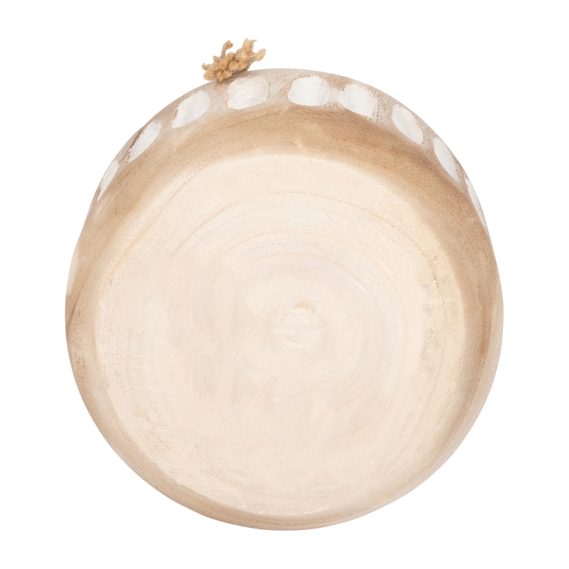 Sagebrook Home Wood, 8" Round Ridged Vase With Tassels, Round, 8"H, Ridged
