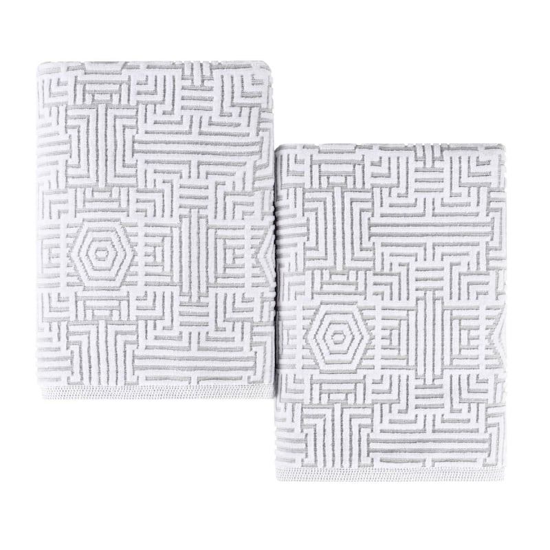 Superior Jasper Cotton Modern Geometric Jacquard Bath Sheet Set of 2