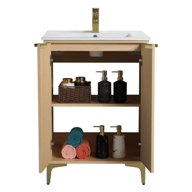 Fine Fixtures Wilmington Bathroom Vanity with White Ceramic Sink.