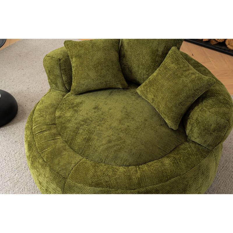 Bean Bag Lazy Sofa with Ultra Soft Chenille Cover,Round Bean Bag,Indoor & Outdoor
