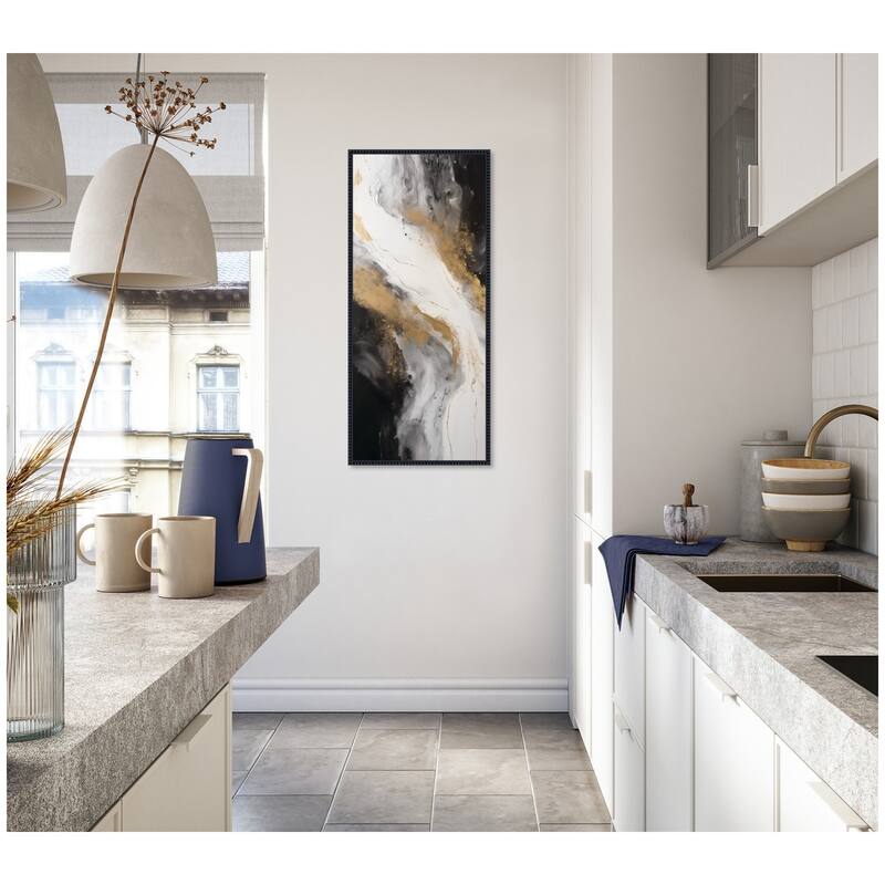 Kate and Laurel Luxe Drift Modern Elegant Abstract by The Creative Bunch Studio Framed Canvas Wall Art Print