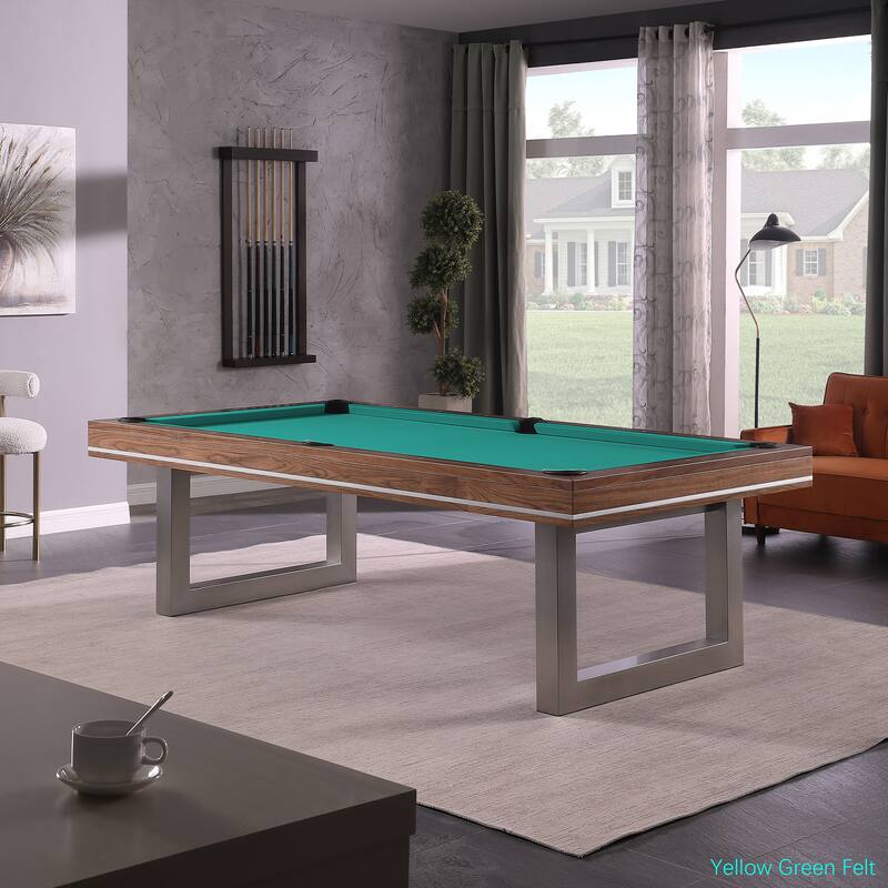 Harmony Walnut 7ft Billiard Slate Pool Table - Green/Yellow