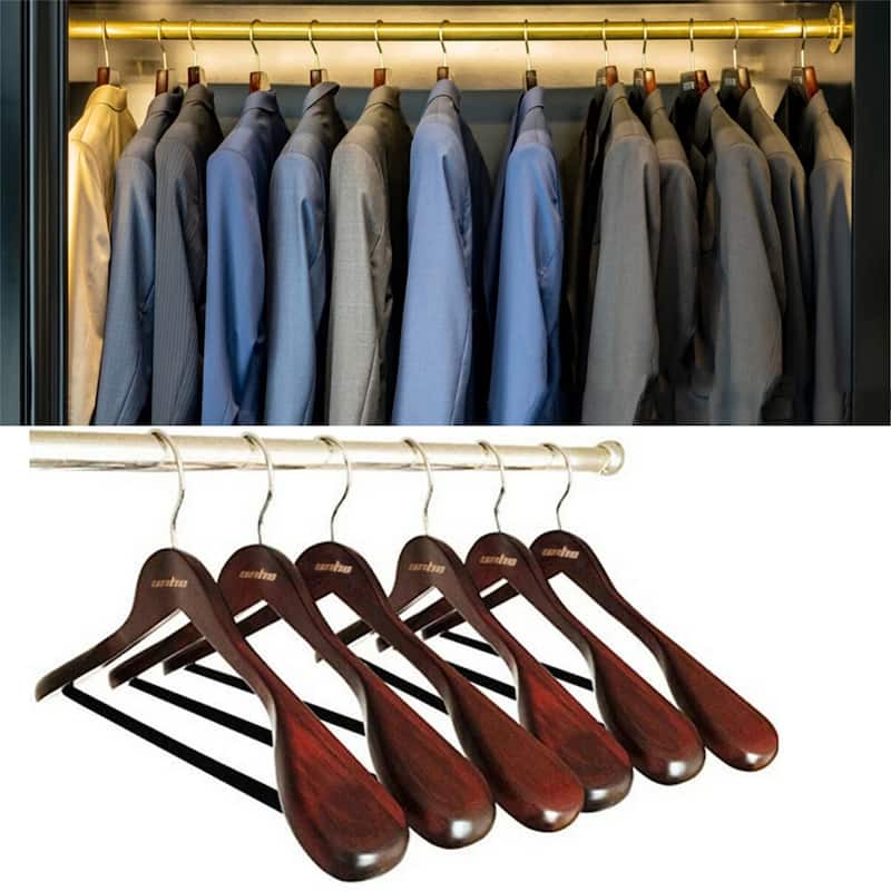 5X Wide-Shoulder Suit Hanger Hotel Coat Hanger for Heavy Adults Suits,Coats, Pants & Dress Clothes - Brown