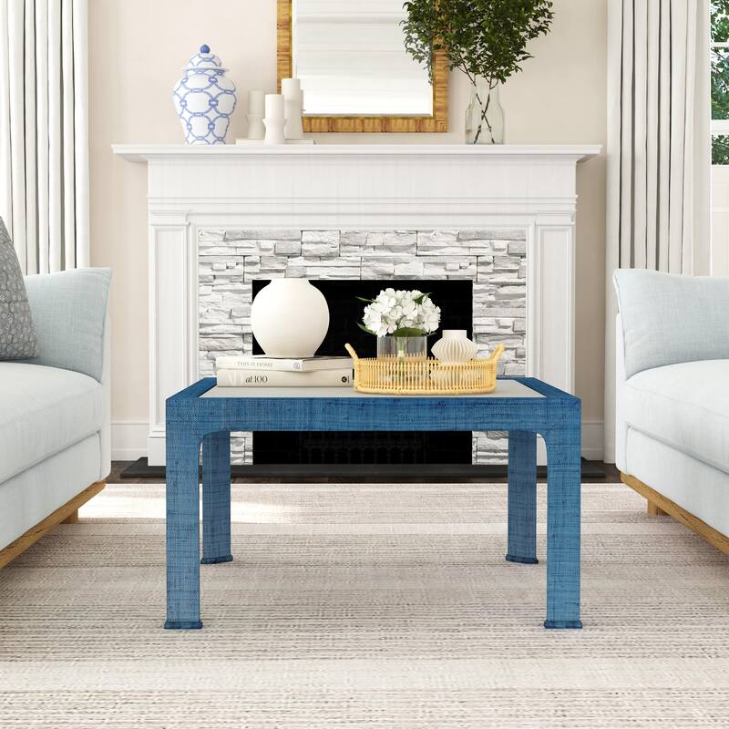 Chatham Glass and Raffia Square 36" Coffee Table