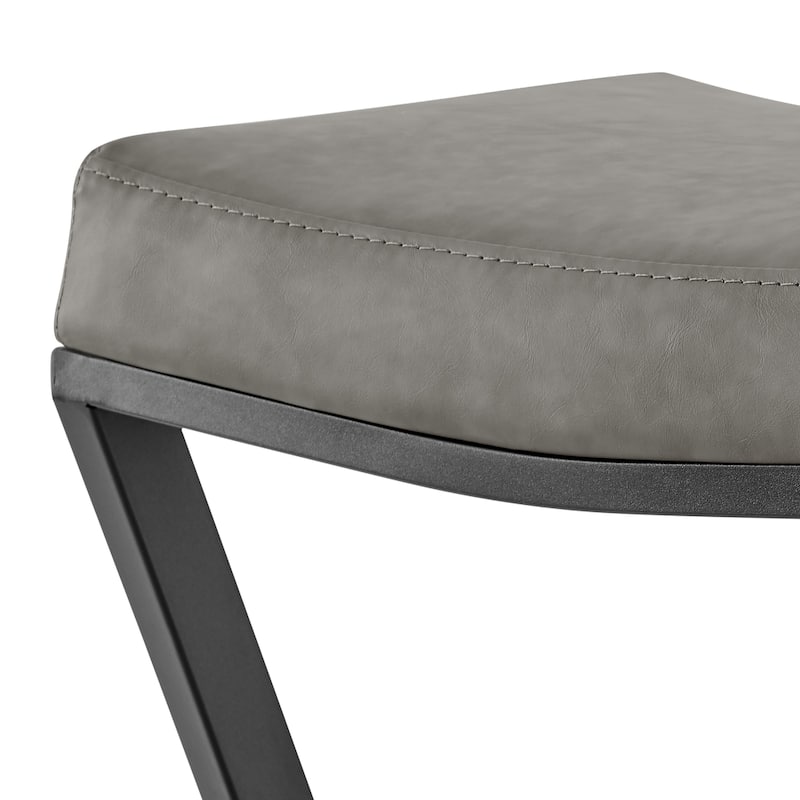 Alta Backless Counter Stool, Z Black Iron Footrest, Gray Faux Leather