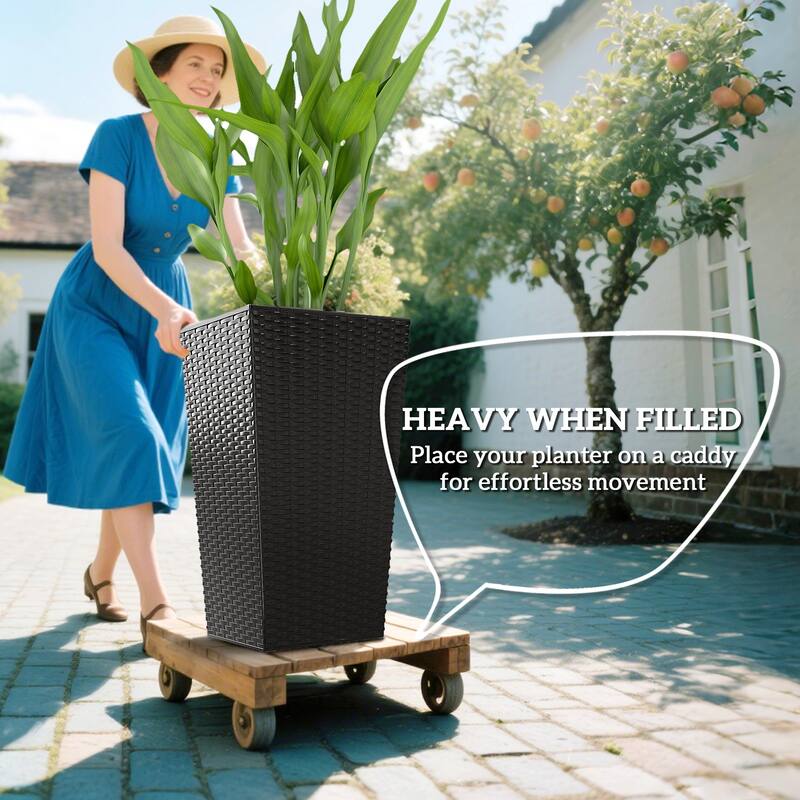 Rattan-Style Flower Pots - UV Resistant, Self-Drainage, Ready to Use