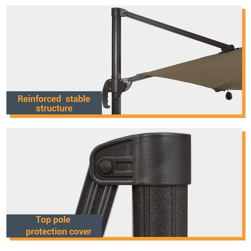 LIVOOSUN Aluminum 10x8FT LED Rectangular Cantilever Patio Umbrella