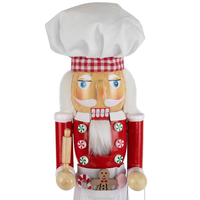 Baker with Rolling Pin Nutcracker Christmas Figure - 15" - White and Red