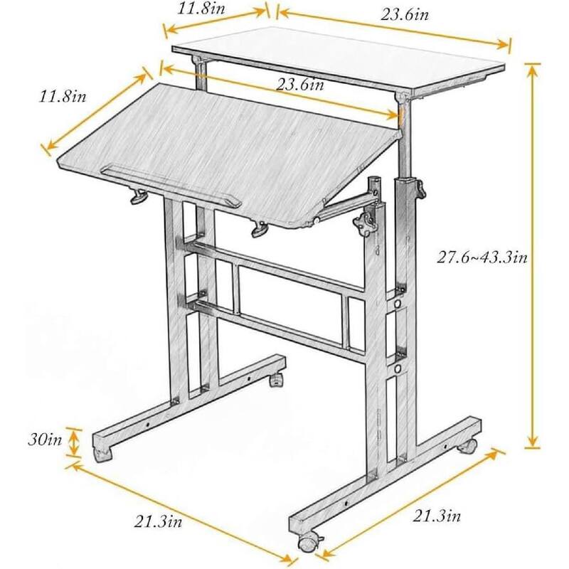 Height Adjustable Standing Mobile Computer Desk with 4 casters