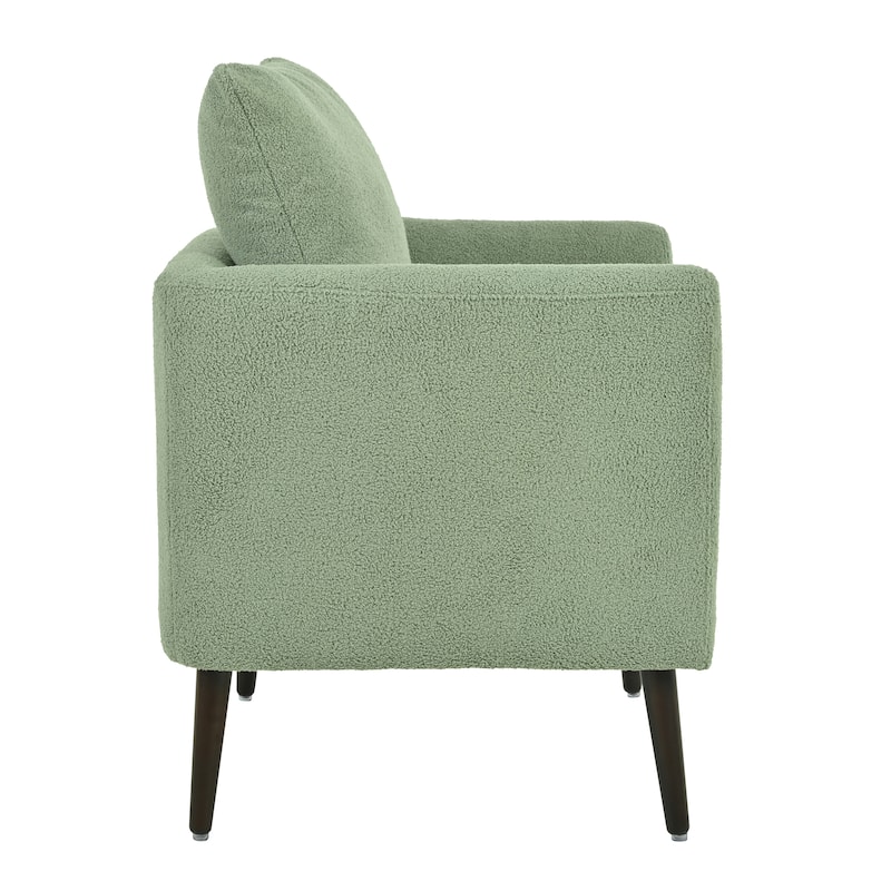 Upholstered Teddy Fabric Accent Chair, Arm Chairs with Pillow Mid Century Modern Living Room Lounge Chair, Single Sofa Chair