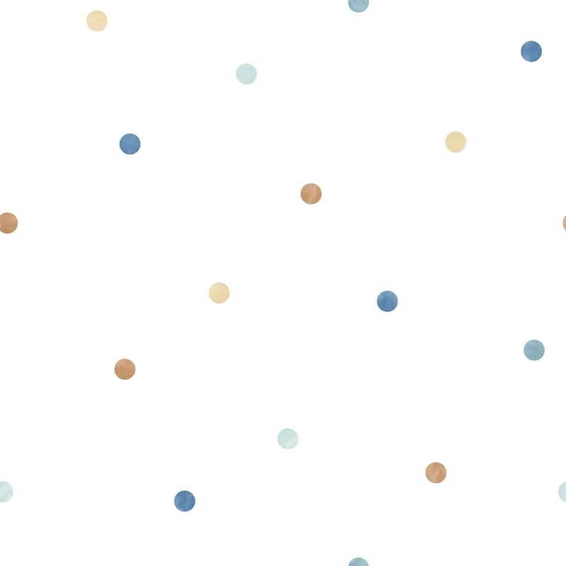 Galerie Wallcoverings Tiny Tots 2 Polka Dots Non-woven Matte Wallpaper Roll - 33 feet x 21 inches - Blue/Beige