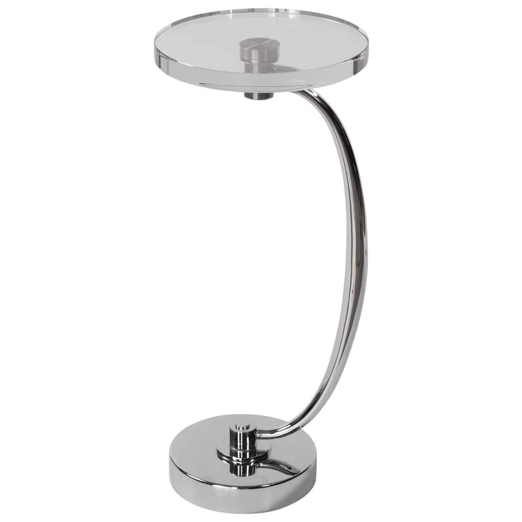 26.5" Silver Sleek Curved Drink Table