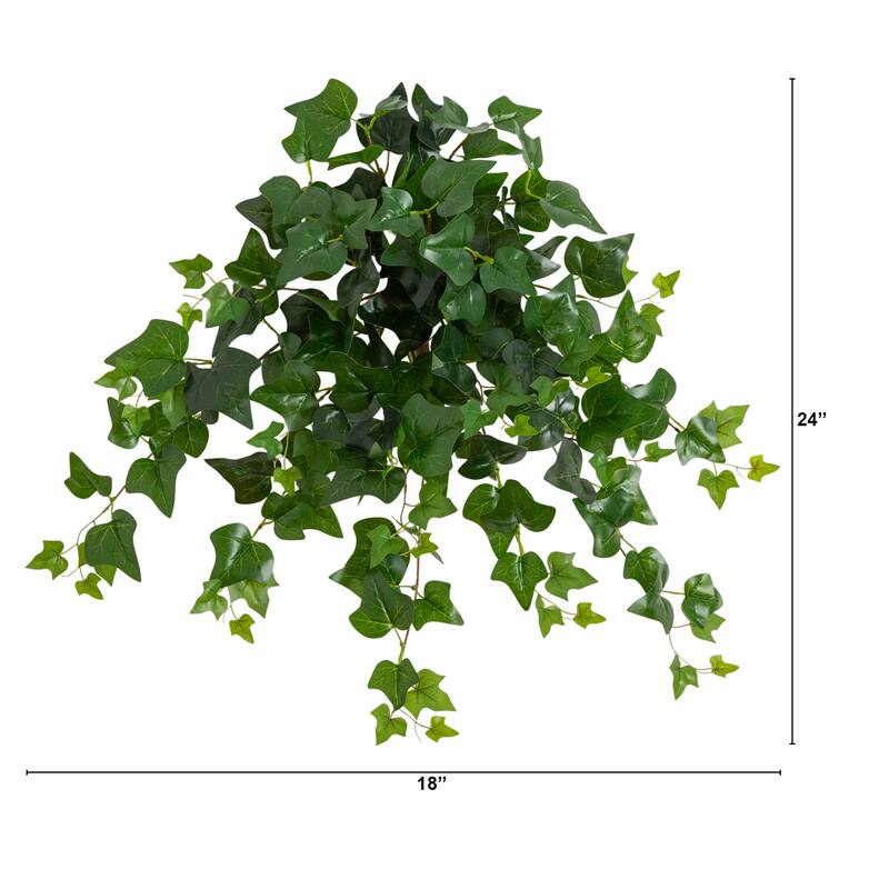 24-in UV Resistant Artificial Puff Ivy Hanging Plant - Set of 3