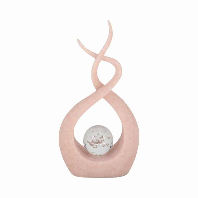 Swirl Design Decorative Modern Figurine with Marble Accent, Home Decor - 6" x 3" x 12"