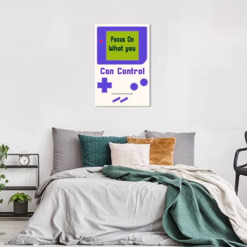 Wynwood Studio Canvas Typography and Quotes Handheld Control Purple and Vanilla Modern & Contemporary Wall Art Canvas Print - 36 x 24