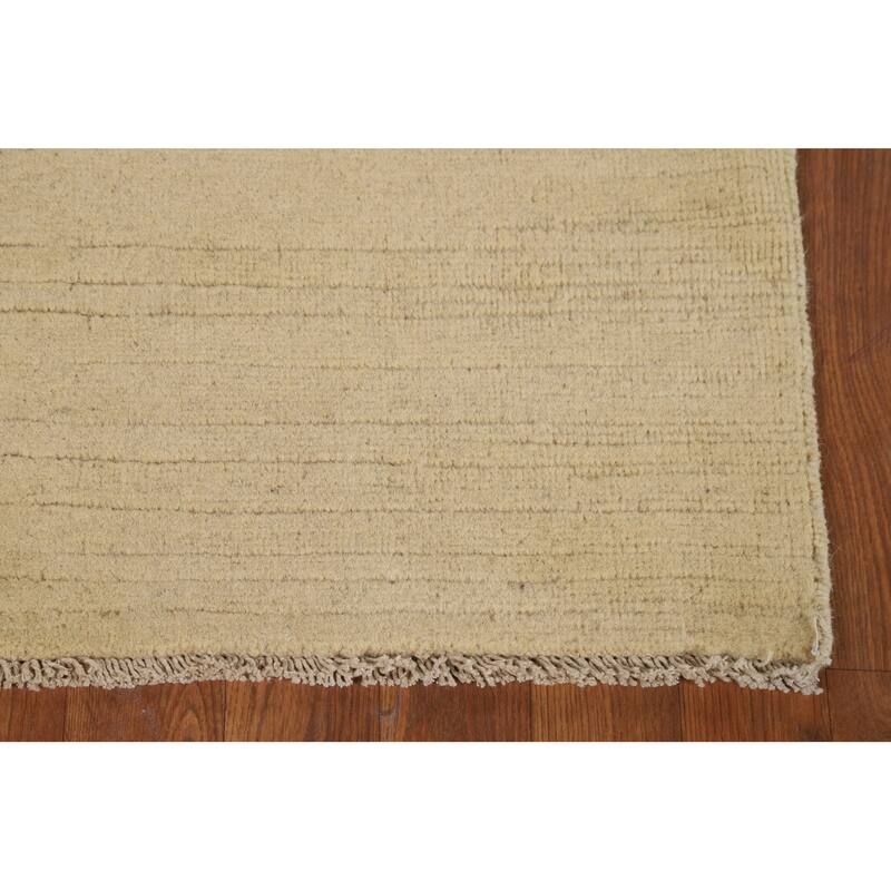 Modern Gabbeh Oriental Foyer Rug Hand-Knotted Beige Wool Carpet - 3'0"x 5'0"