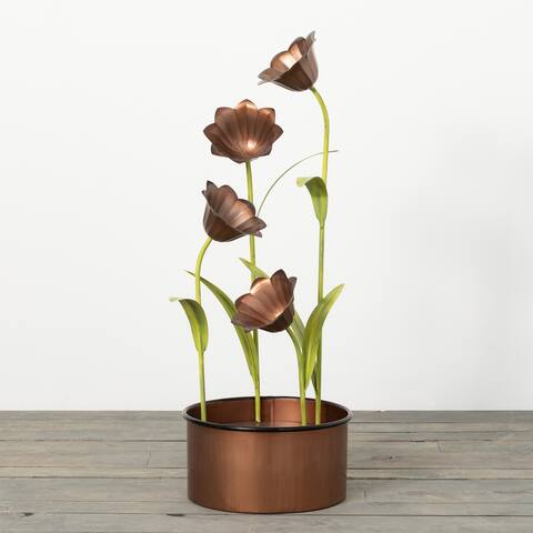 Sullivans 30 in Copper Cala Lily Fountain; Copper