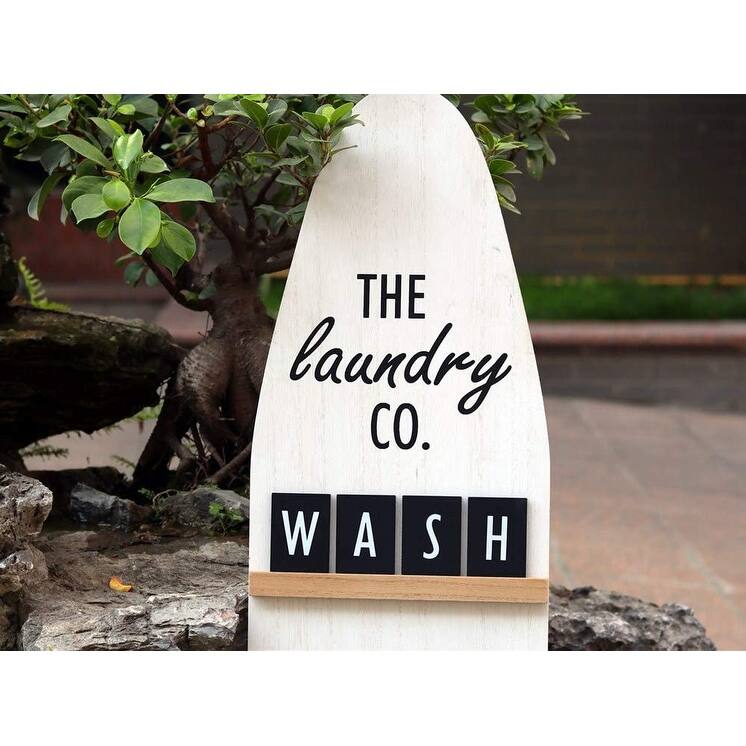 Laundry Wood Wall Decor, Large Vintage Wall Plaque for Laundry Room