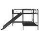 preview thumbnail 8 of 9, L-Shaped Twin Bunk Bed with Slide & Ladder, Space-Saving for Kids, Black