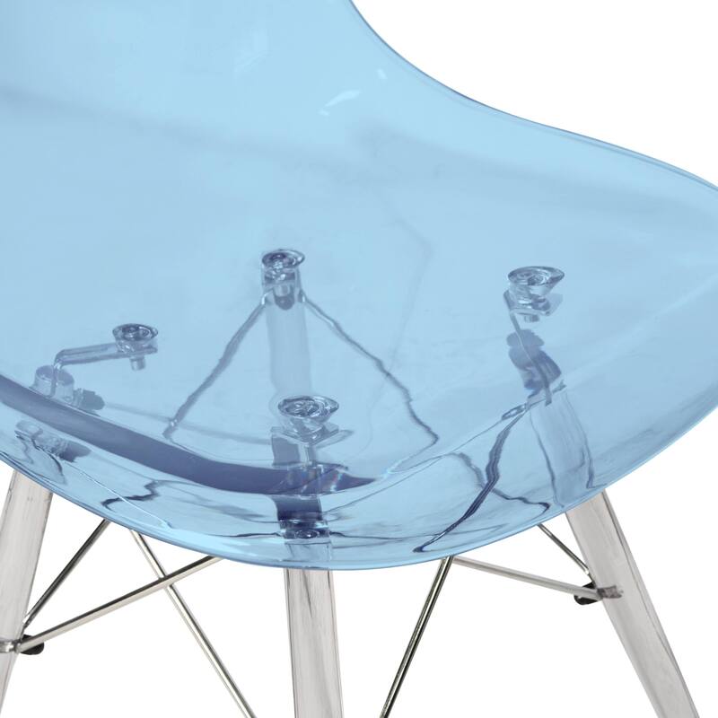 LeisureMod Dover Molded Side Chair with Acrylic Base, Set of 4 - Red - 36 x 32.4 x 16.25