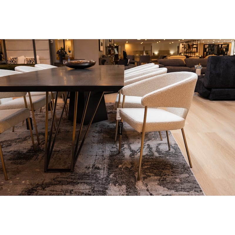 Modrest Claudine Modern Light Grey Fabric & Antique Brass Dining Chair