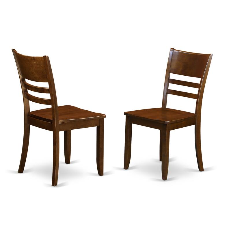 Modern Dining Chairs - Set of 2 - Wood Seat - Espresso Finish - Kitchen Accent Chairs