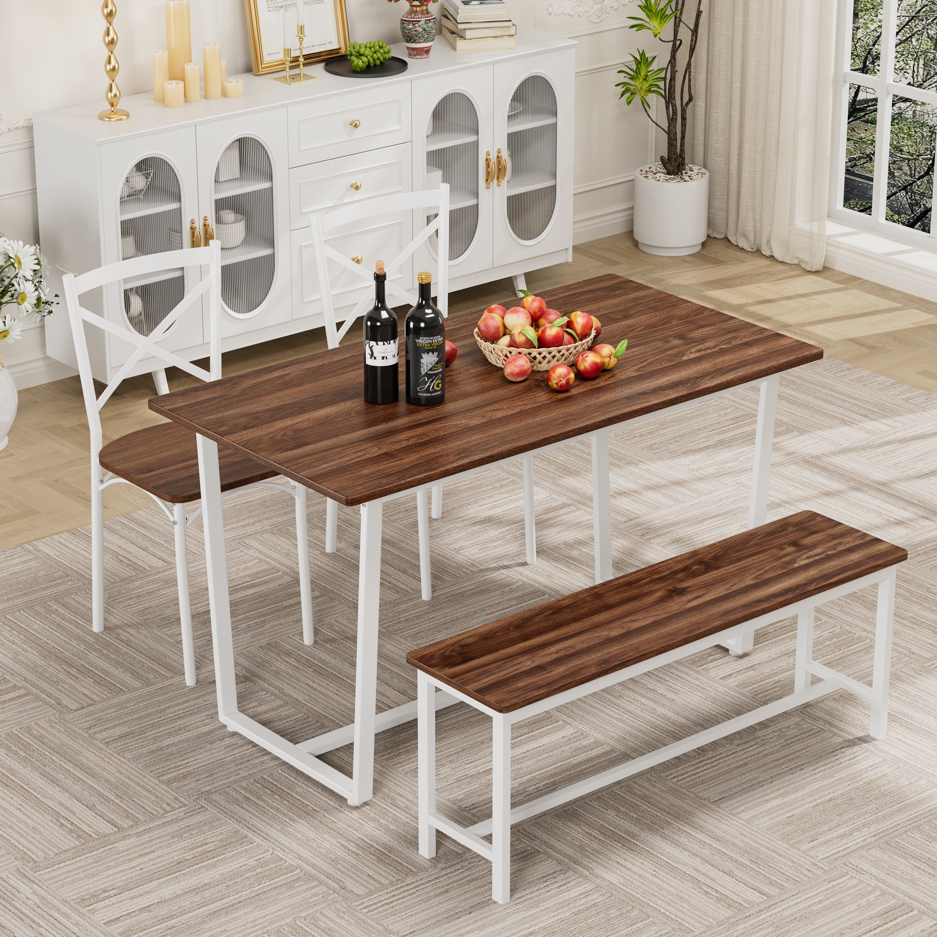 4-piece set table and chair with backrest, industrial style, solid structure