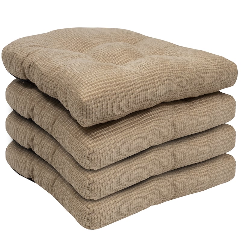 Sweet Home Collection Fluffy Memory Foam Tufted Chair Cushion Non Slip Microdot Rubber Back