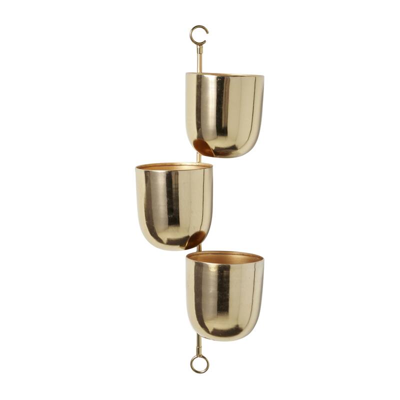 Metal Indoor Outdoor Layered Indoor Outdoor Wall Planter - Gold, Silver, Black, White - Roche River Decor - Gold - 12"W, 25"H