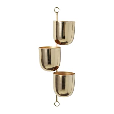 Metal Indoor Outdoor Layered Indoor Outdoor Wall Planter - Gold, Silver, Black, White - Roche River Decor