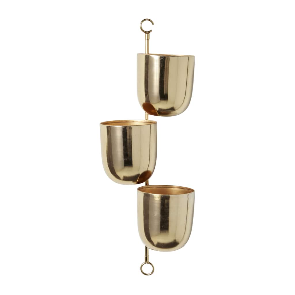 Metal Indoor Outdoor Layered Indoor Outdoor Wall Planter - Gold, Silver, Black, White - Roche River Decor
