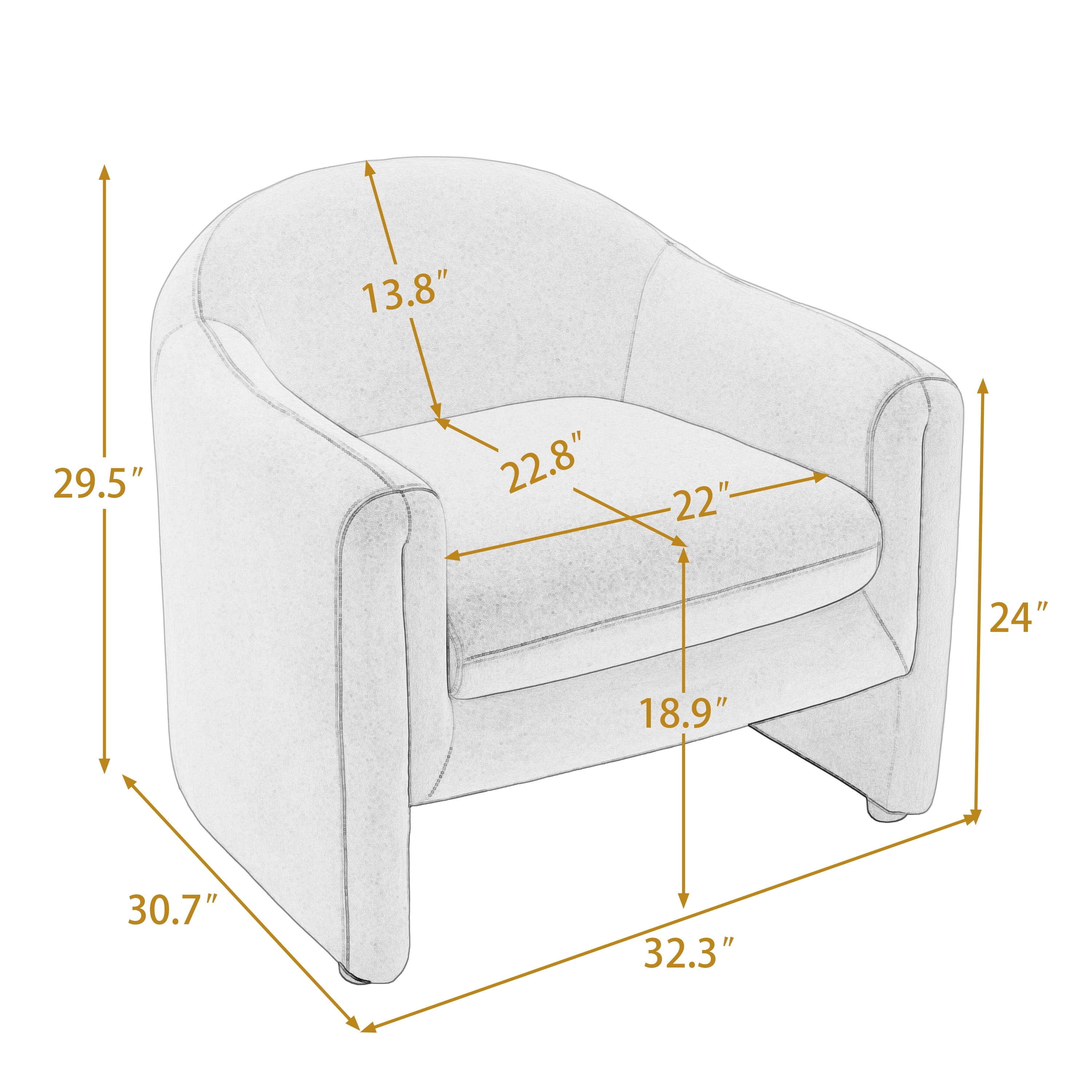 32.3" Wide Boucle Velvet Barrel Accent Chair