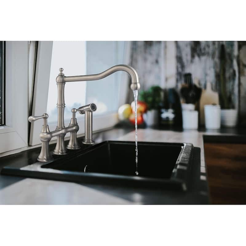 Whitehaus Waterhaus 1.5 GPM Bridge Kitchen Faucet with Side Spray