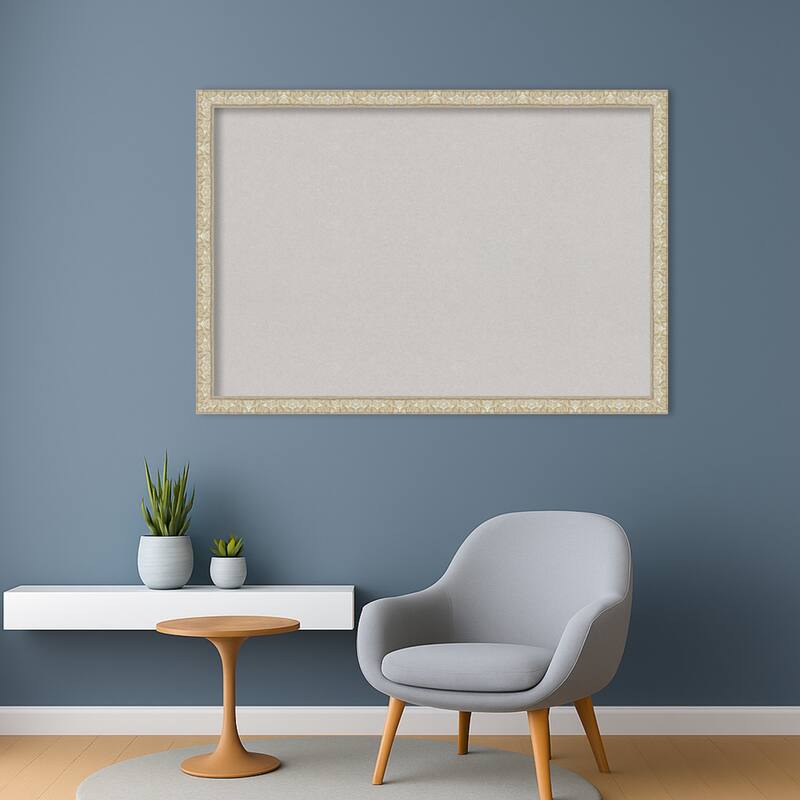 Lila Silver Wood Framed Cork Board - Bulletin Board, Organization Board, Pin Board