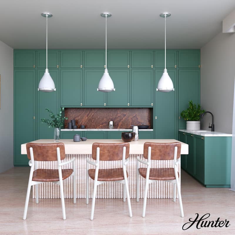 Hunter Bluff View Retro 10" 1-Light Pendant - Kitchen Island, Dining Room - Mid-Century Modern, Contemporary, Transitional