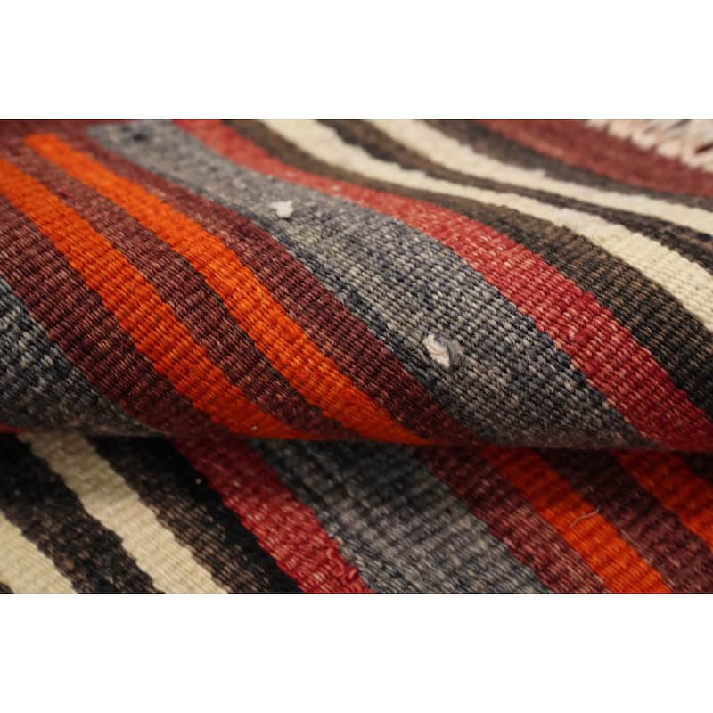 Hand Woven Oriental 100% Wool Carpet Southwestern Geometric Multi-Colored Kilim Area Rug - 10' 11'' X 4' 7''