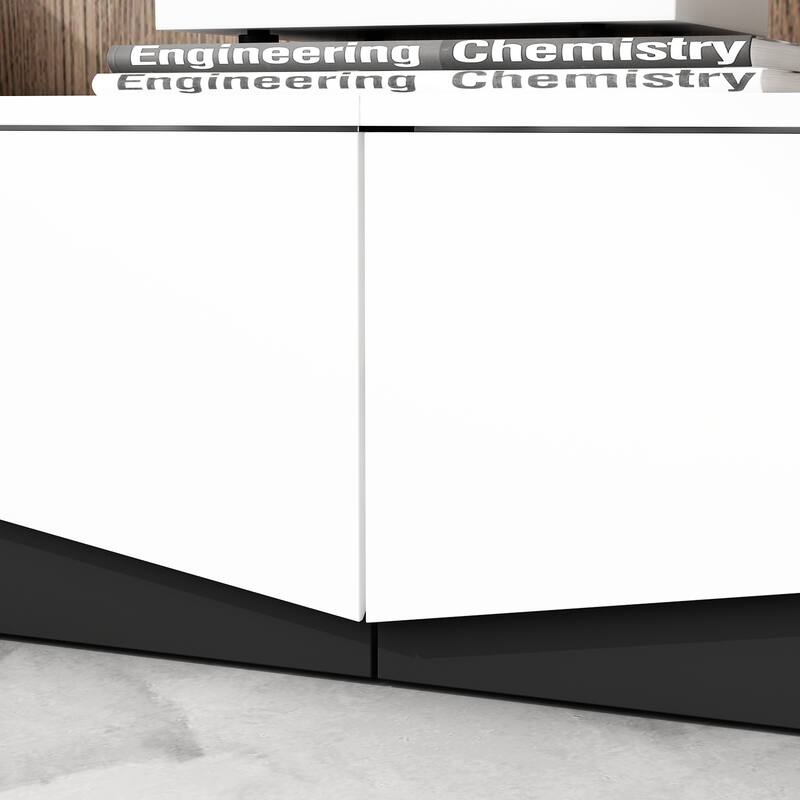 Modern Color Matching Entertainment center, 2 drawers, Black&White - 78.7"W