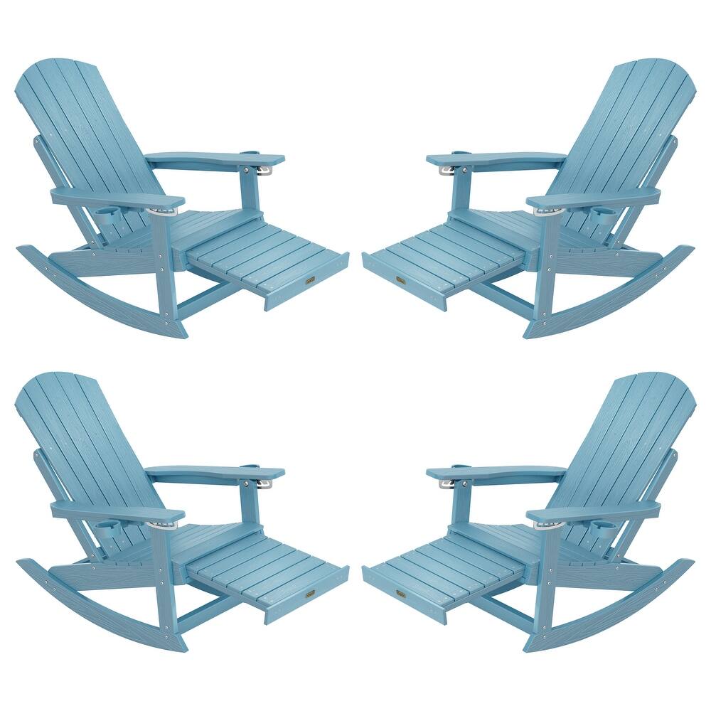 WINSOON Outdoor Rocking Chair with Adjustable Backrest and Retractable Ottoman-Set of 4