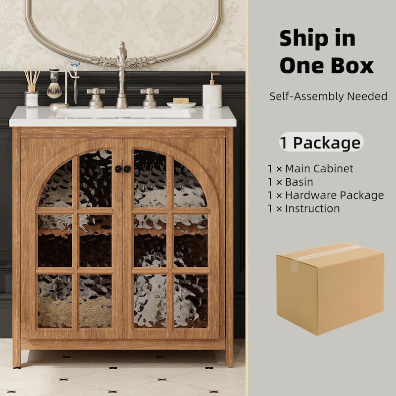 31" Farmhouse Bathroom Vanity with Ceramic Sink