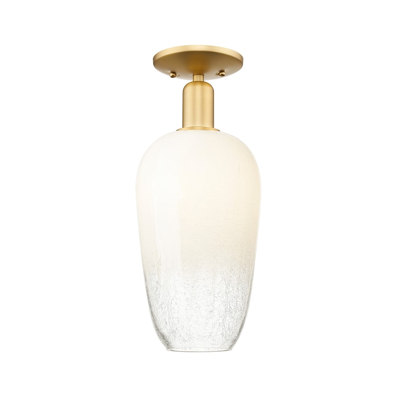 Innovations Lighting 716-1C-17-7 Brookhaven Flute Semi-Flush - Satin Gold / Opal