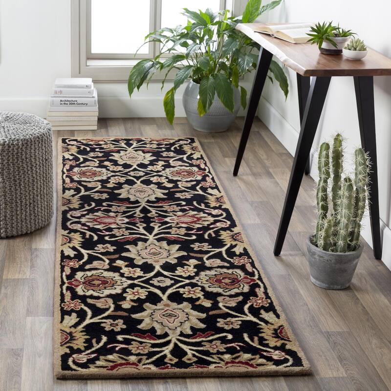 Livabliss Caesar Updated Traditional Paisley Hand Tufted Area Rug. - Black - 3' x 12'