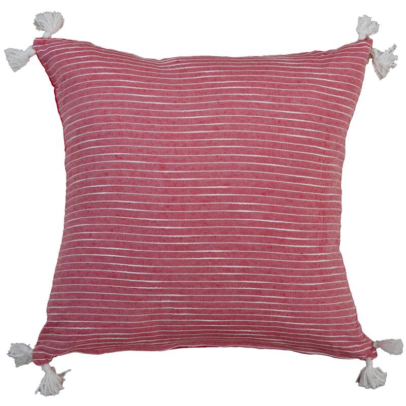 Rizzy Home Modern Woven Stripe Throw Pillow - Cover Only - Red/White