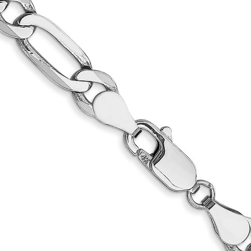 Curata 14k White Gold 5.5mm Flat Figaro Chain Bracelet