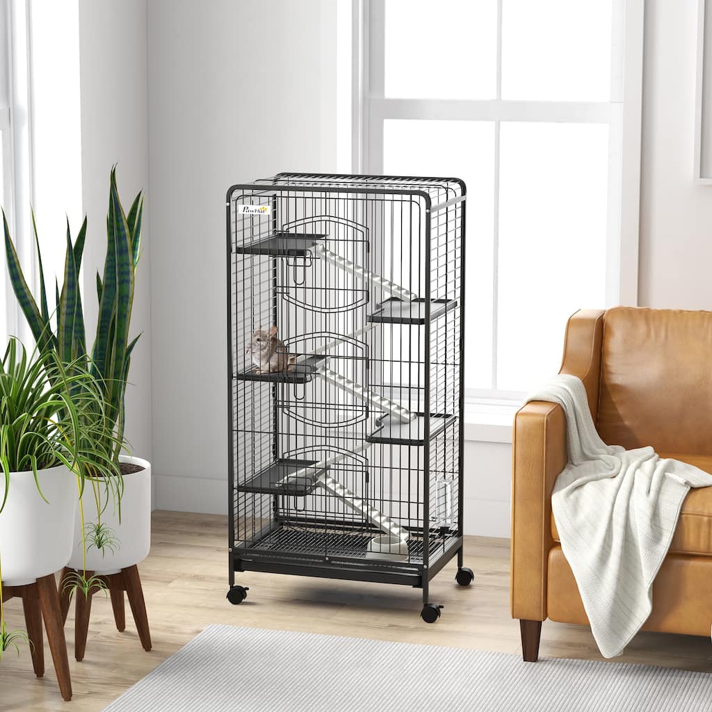 PawHut 6 Levels Small Animal Cage for Dwarf Rabbits, Minks, Chinchillas