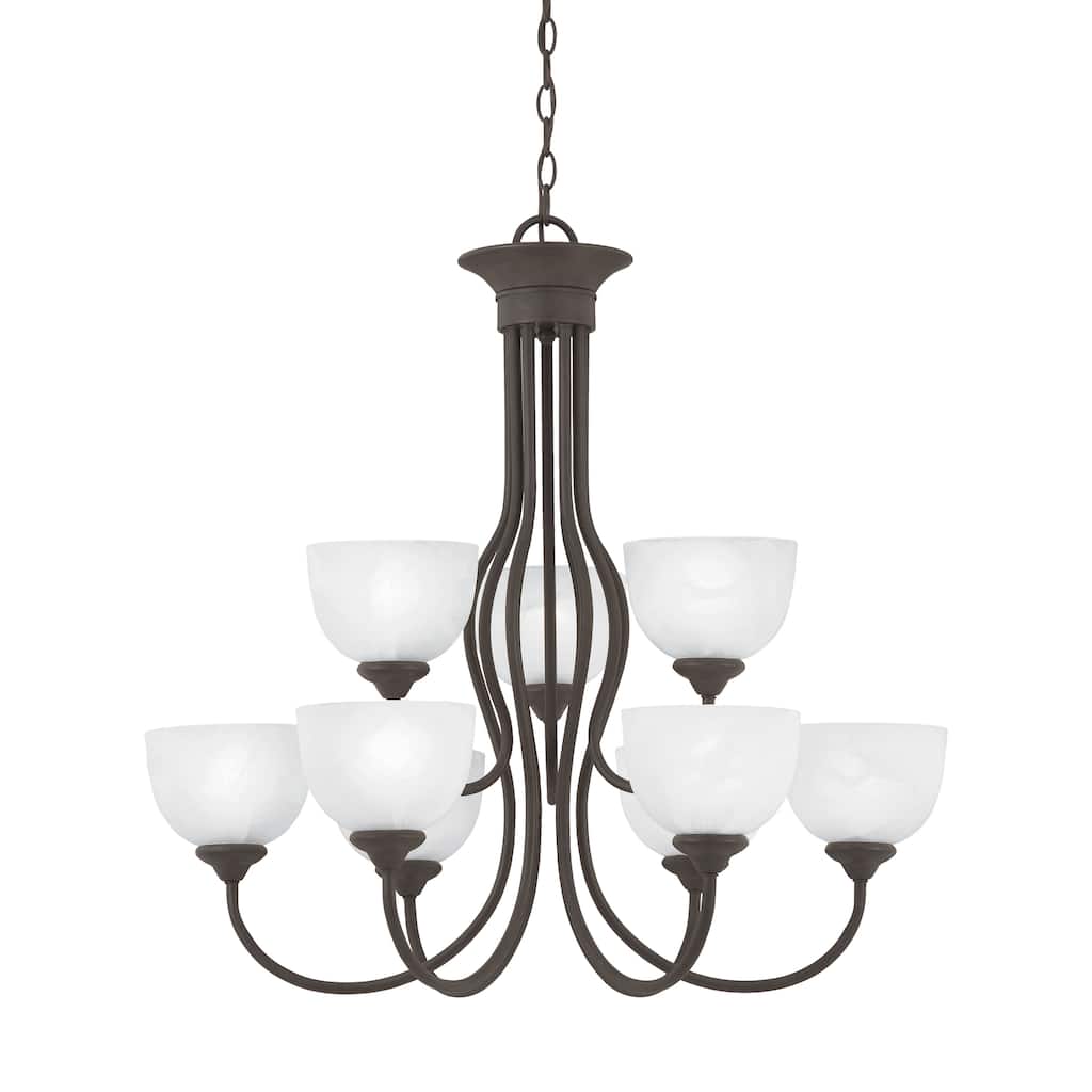 Tahoe 30-inch Wide 9-Light Chandelier in Painted Bronze