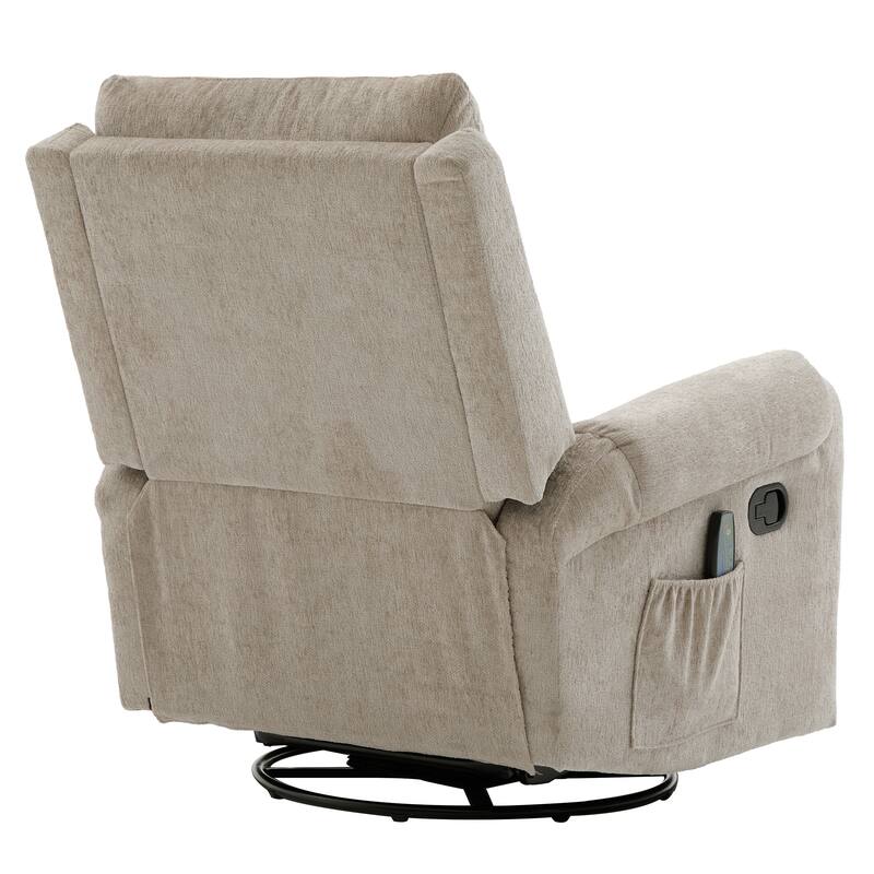 Christopher Knight Home - Solara Upholstered Swivel Rocker Recliner Chair with Massage and Side Storage Pocket