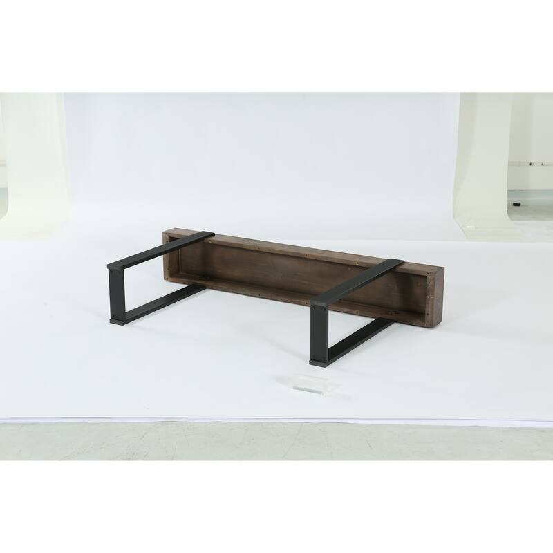 63-Inch Solid Wood Sofa Table Behind the Couch with Metal Support