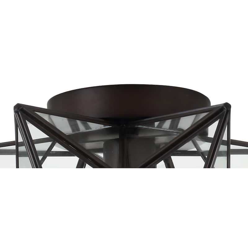 Lynn Moravian Star Metal/Clear Glass LED Flush Mount, by JONATHAN Y - 12"